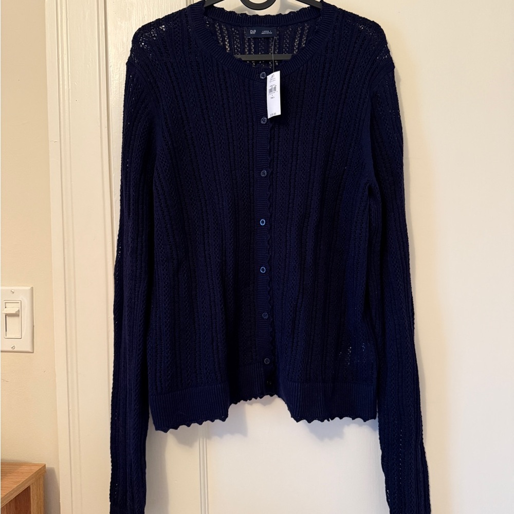 GAP Blue Cardigan Sweater Classic Knit